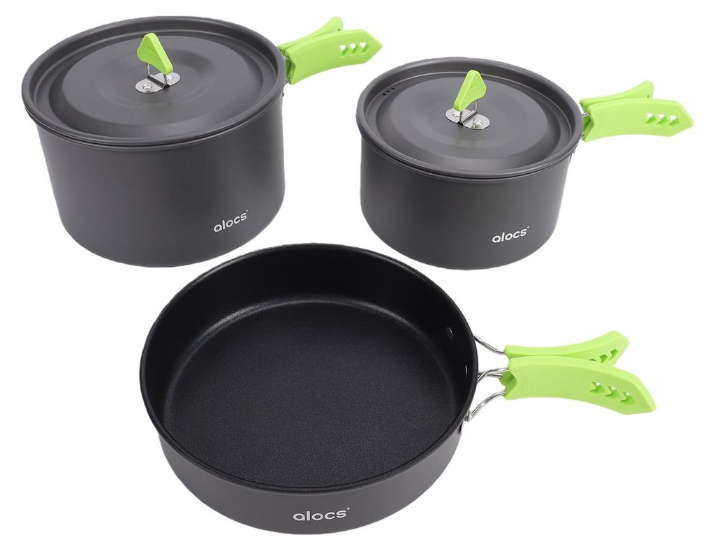 Camping-Kochgeschirr-Set, leichtes Set aus antihaftbeschichteten Töpfen und Pfannen, Kochset für Outdoor-Aktivitäten wie Rucksacktouren, Camping...