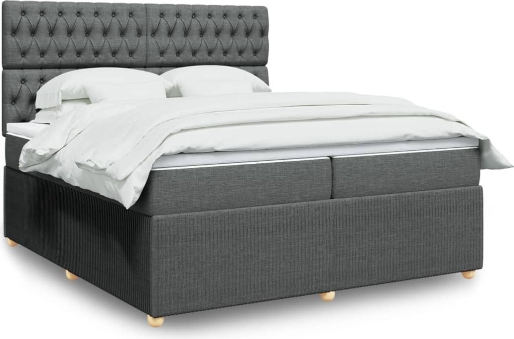 "2026 Promotion" Boxspringbett mit Matratze - Dunkelgrau - 200x200 cm - Stoff - Polsterbett CC15366