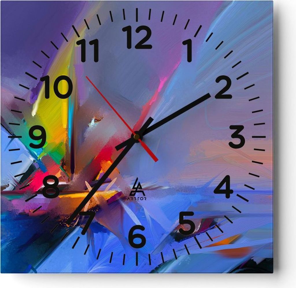 Wanduhr - Quadrat - Glasuhr - Abstraktion modern - 30x30cm - Schleichendes Uhrwerk - Lautlos - zum Aufhängen bereit - Dekoration Modern - Wanddeko...