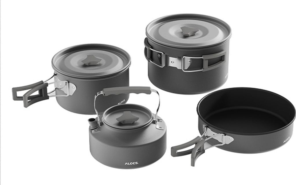 Outdoor Camping Kochgeschirr Set Camping Topf Pfanne und Wasserkocher fš¹r Outdoor Backpacking Wandern