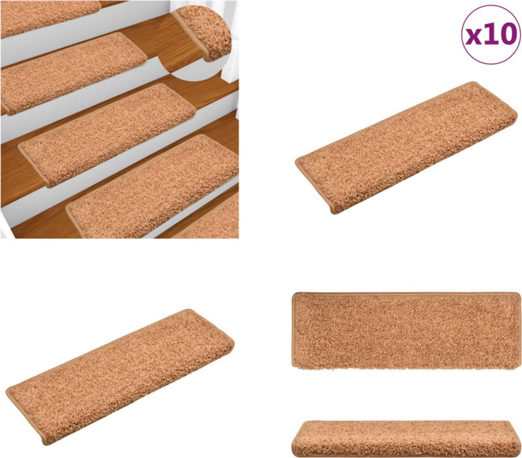 vidaXL Stufenmatten 10 Stk. 65x21x4 cm Braun - Treppenmatte - Treppenmatten - Treppenteppich - Treppenschutz