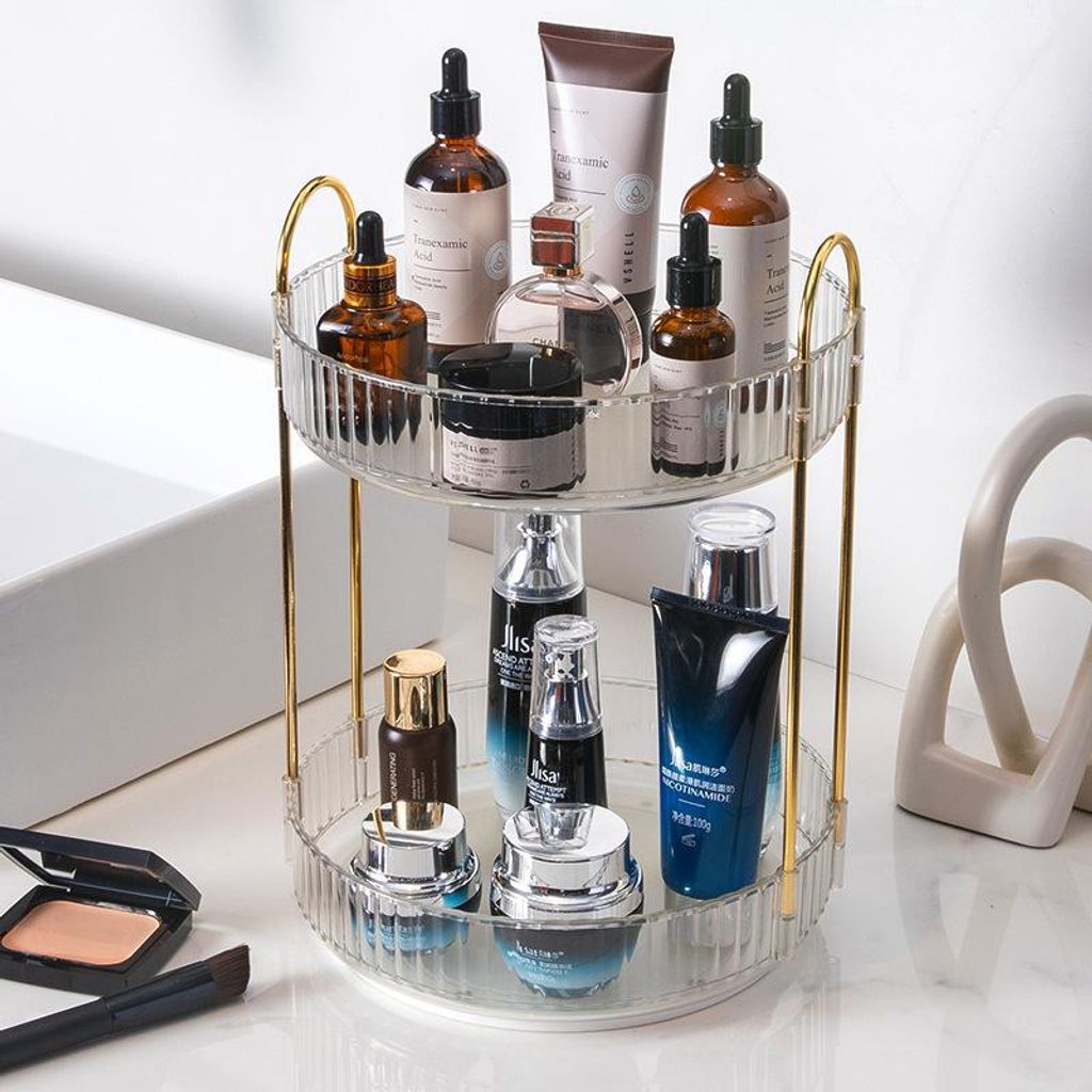 Leichte Luxus-Kosmetik-Aufbewahrungsbox, drehbares Aufbewahrungsregal, Badezimmer, mehrschichtiges Desktop-Aufbewahrungsregal, Aufbewahrungstablett...