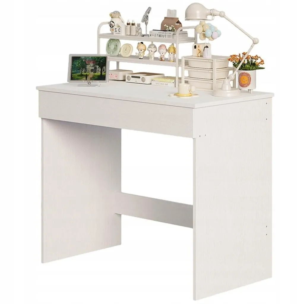 Petit bureau de chambre blanc 90 cm avec rangement tiroir style moderne