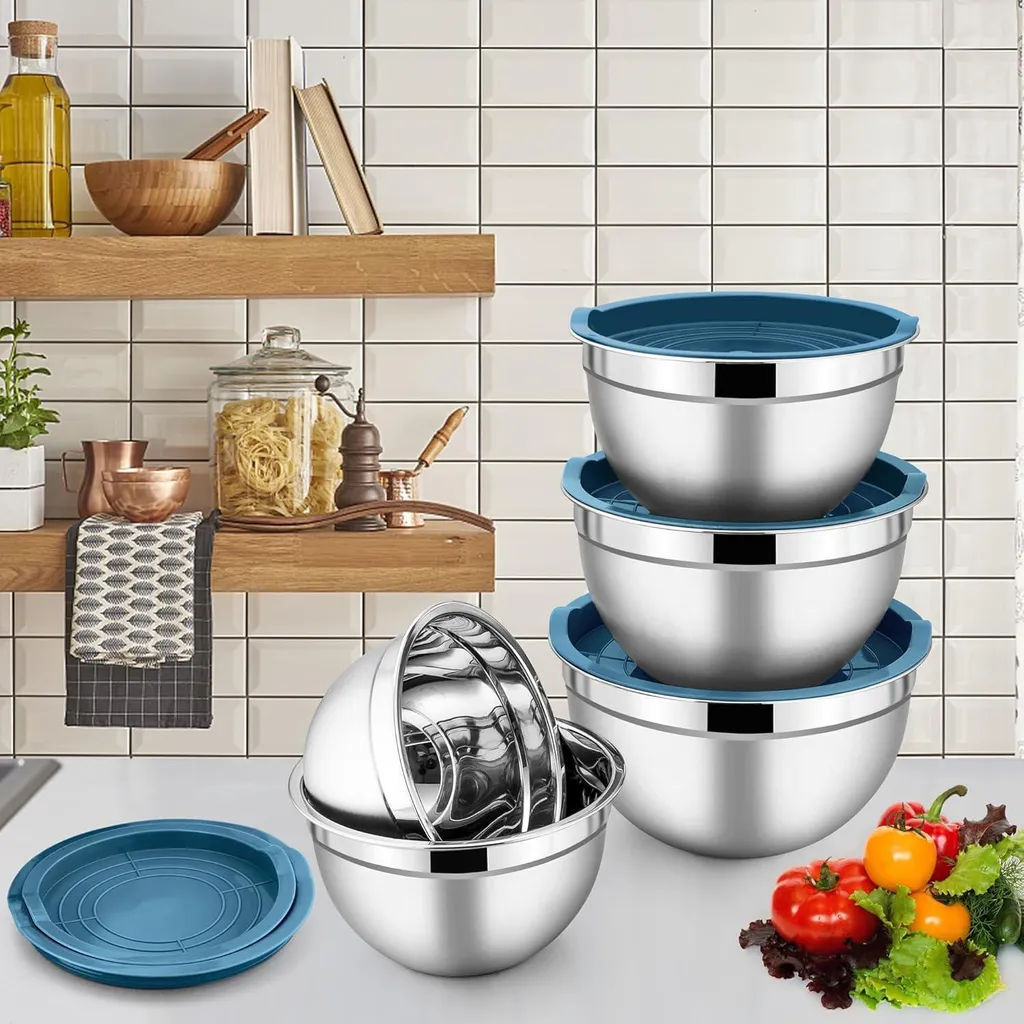 Set 5 Ciotole Inox Herogo Blu per Camping | Leggere e Indistruttibili - 5