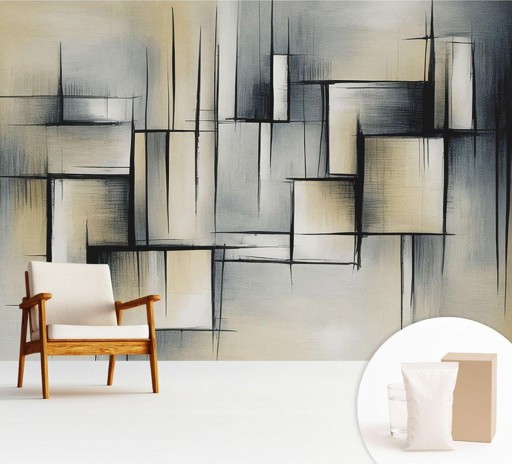 Fototapete - 312x219 cm - Tapete - Wandtapete - Wandbilder - Dekofolie - Tapete Folie - Wand - Dekoration - Wohnzimmer - Abstrakte Geometrie