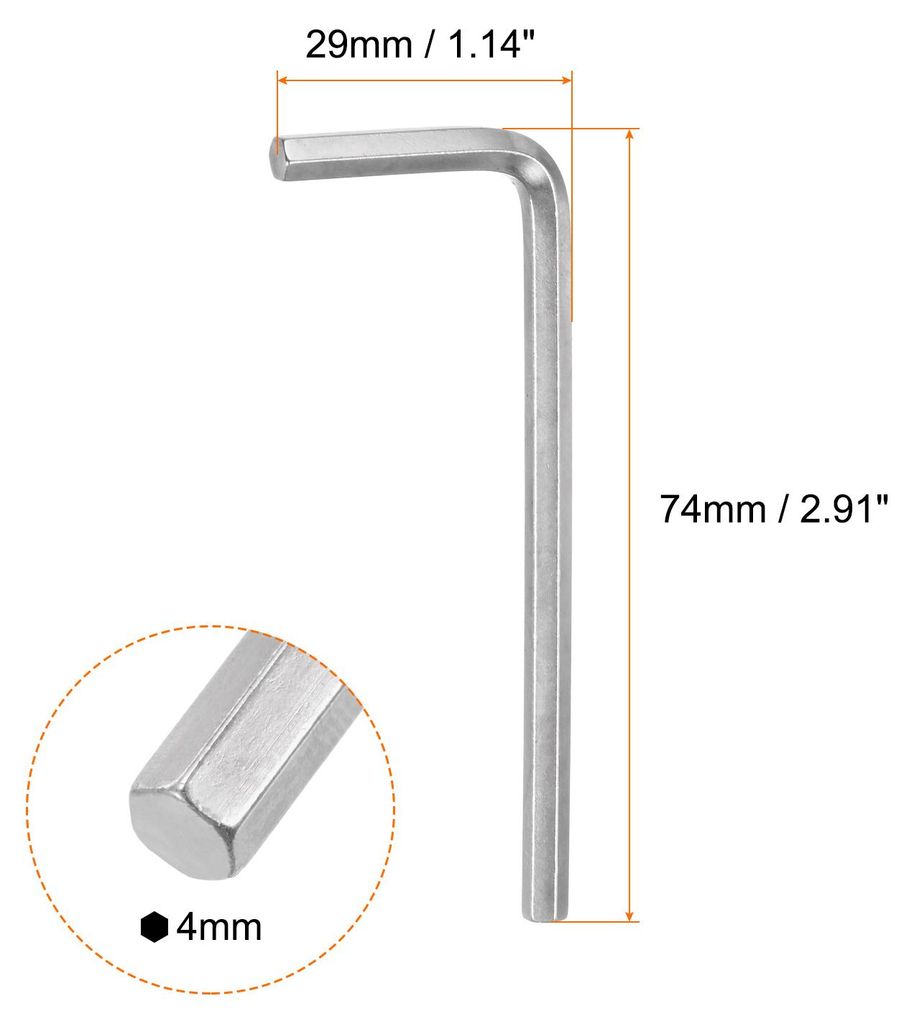 20PCS Innensechskantschlš¹ssel 4mm L-Form Sechskantschlš¹ssel aus Chrom-Vanadium-Stahl Reparaturwerkzeug fš¹r Heimreparaturen, Silberton