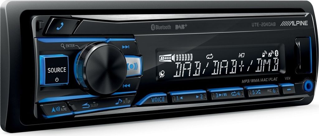 Alpine UTE-204DAB | Bluetooth DAB USB MP3 | Autoradio 1-DIN Image du produit 