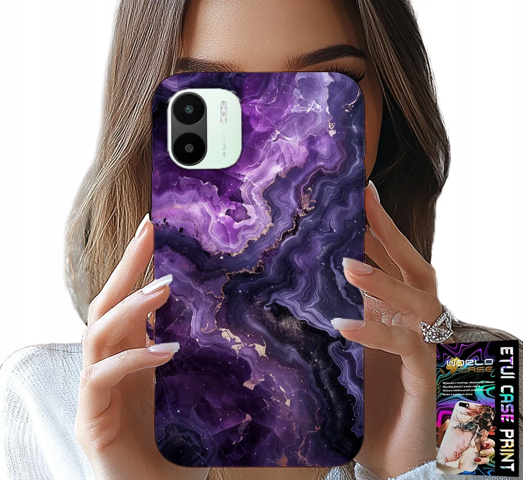 Custodia Per Xiaomi Redmi A2 - Viola Marmorizzato Moda Donna + Peliccola Protettiva