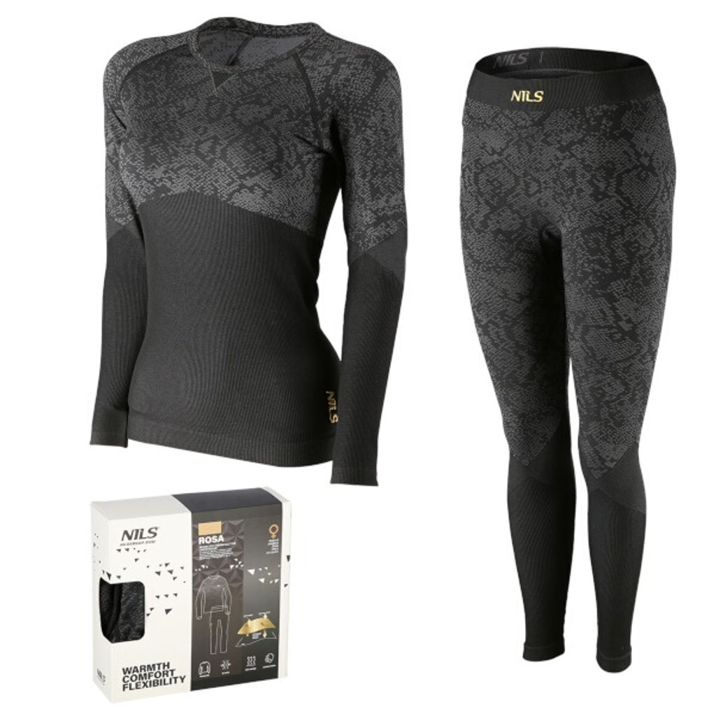 Btz0062 Damen Thermounterwäsche Schwarz Set S/M Rosa Nils