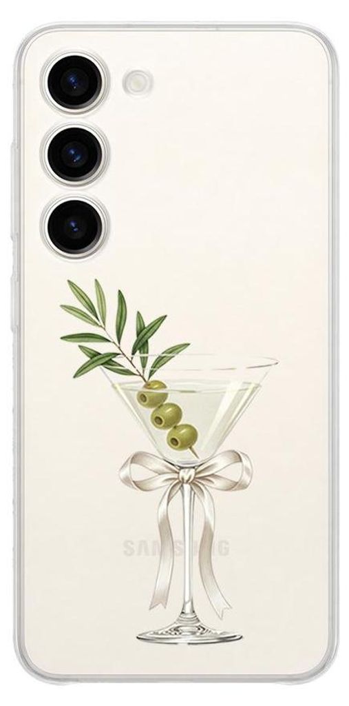Flexible Hülle für das Samsung Galaxy S23, Kameraschutz, TPU Silikon transparent, trockener Martini