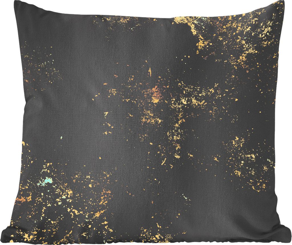 MuchoWow Zierkissen Sofakissen Wohnzimmer Dekokissen 50x50 cm Gold - Schwarz - Abstrakt - Komfort - Sofakissen