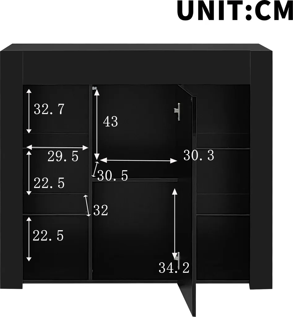 Buffet compact noir brillant Sweiko : optimisez votre petit espace chic - 6