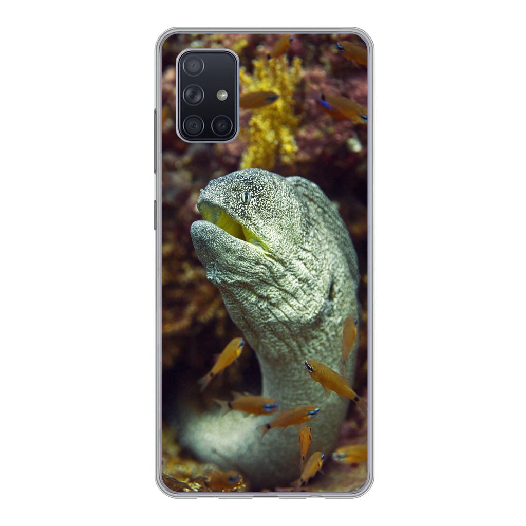 MuchoWow Handyhülle Schutzhülle Hülle für Samsung Galaxy A71 Fische - Korallen - Ozean Silikon Softcase Handy Hülle - Kartenbesitzer