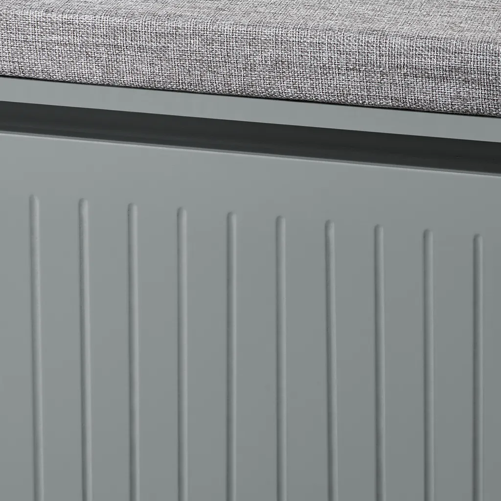 Commode à chaussures grise avec coussin d'assise et rangement compact