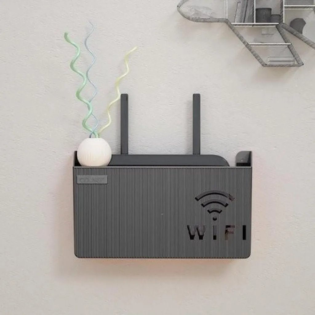 Cache-routeur mural blanc - Support de rangement Wi-Fi design 1 pièce