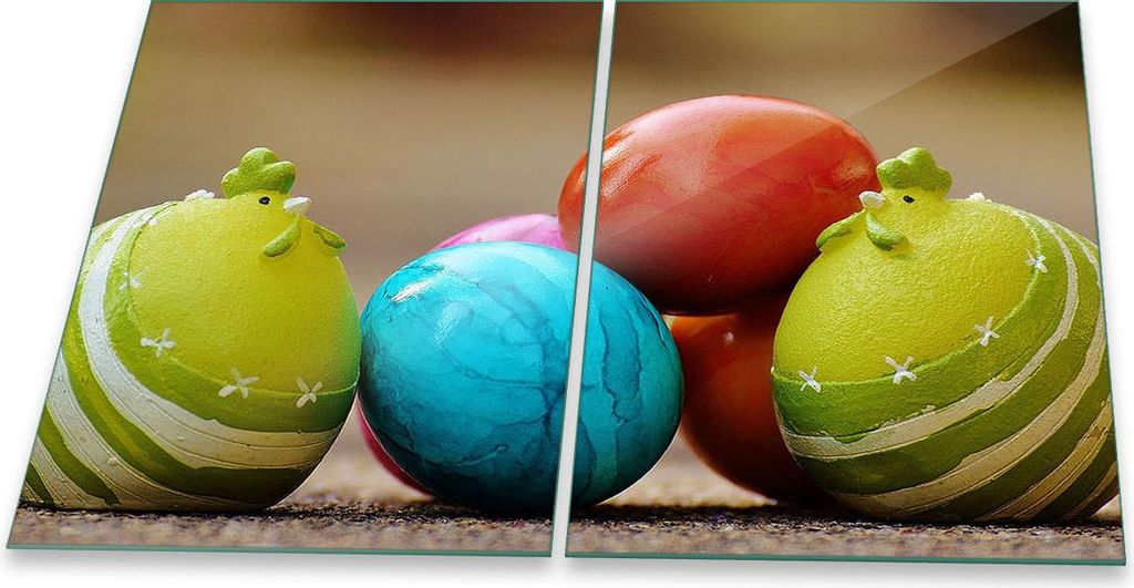 Herdabdeckplatte Glaskeramik 2-Teilig 2x40x52 Ostern Bunt Abdeckung Spritzschutz Glas
