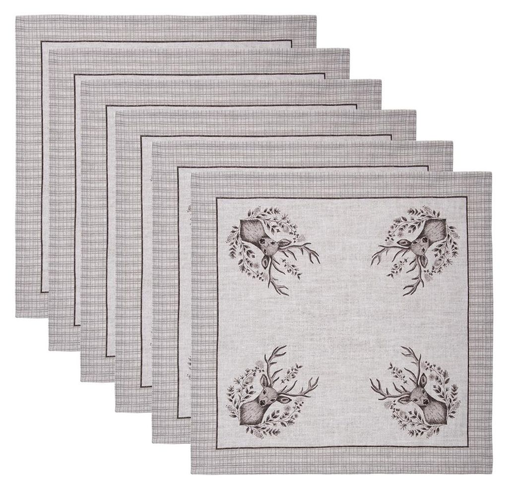 Clayre & Eef Set di 6 tovaglioli in cotone 40x40 cm Beige Immagine del prodotto 
