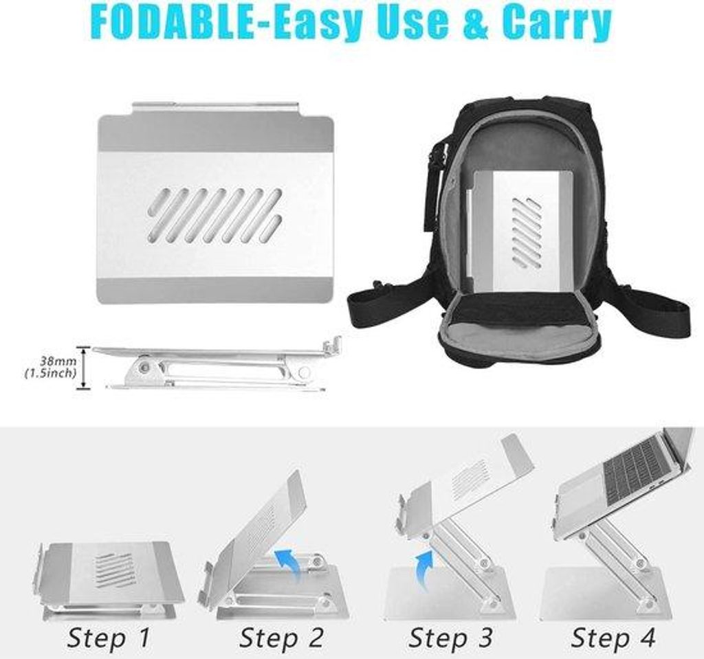 Leichter Laptopstützstand mit veränderbarer Neigung - Aluminium, ergonomischer Ansatz, für Notebooks bis 17 Zoll.
