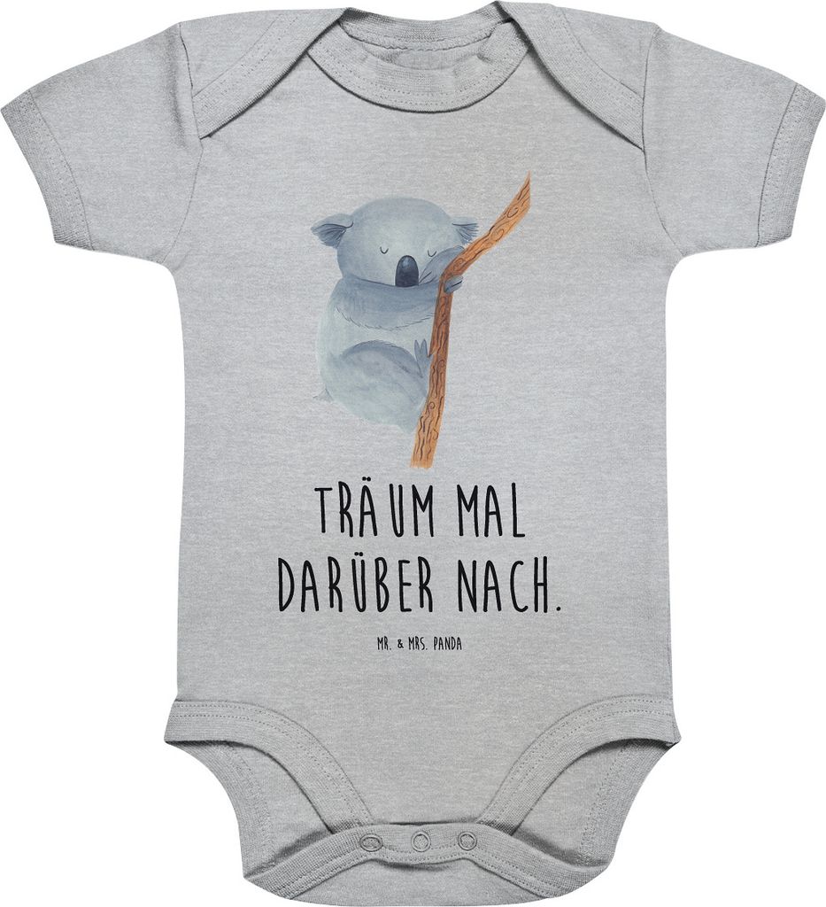 Mr. & Mrs. Panda Strampler Baby Koalabär 3. - 6. Monat - Heather Grey - Geschenk, Einteiler, Bär, babykleidung body, Schlafzimmer, Traumland, Lus...