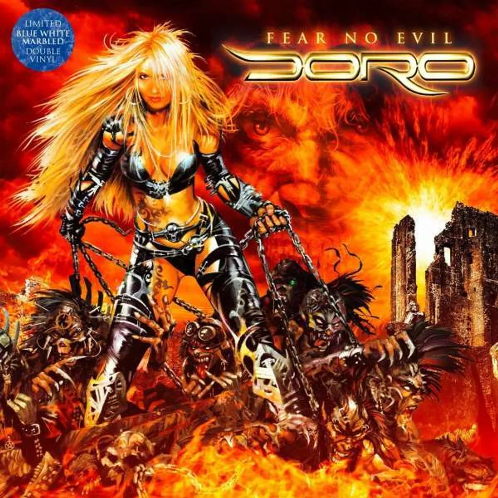 Doro Fear No Evil Vinyle de Collection Marbré Bleu Blanc contre l'Usure