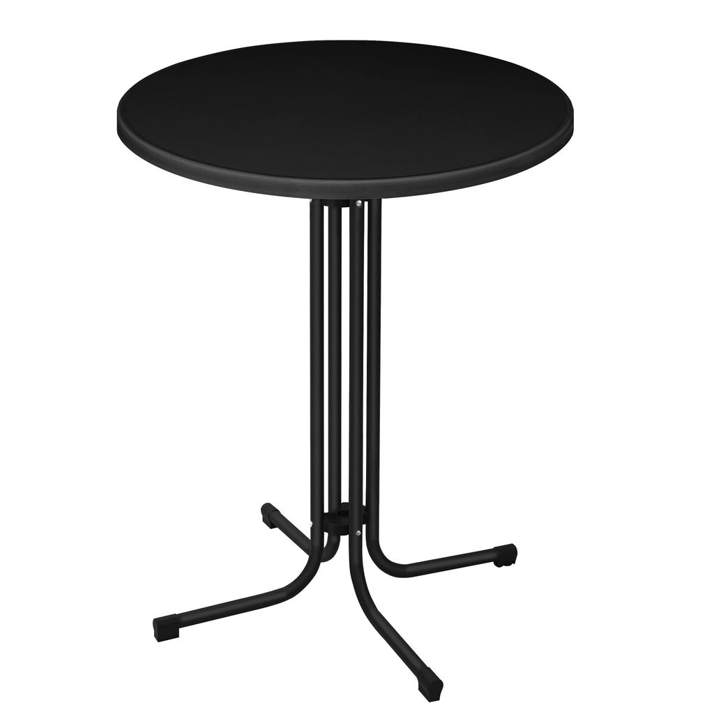 Sessamen-LP Stehtisch, Ø 80 cm Bartisch Klappbar, Bistrotisch, Runder Bar Tisch Wetterfest, Beistelltisch Outdoor und Indoor, Hochzeit, Schwarz
