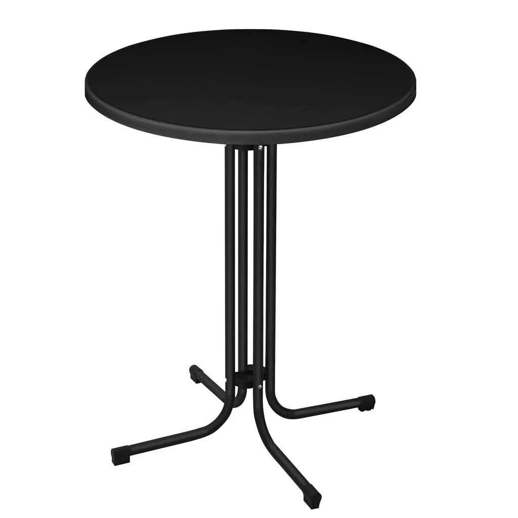 Tavolo da bar Sessamen-LP, tavolo da bar pieghevole Ø 80 cm, tavolo da bistrot, tavolo da bar rotondo resistente alle intemperie, tavolino da esterno e interno, matrimonio, nero