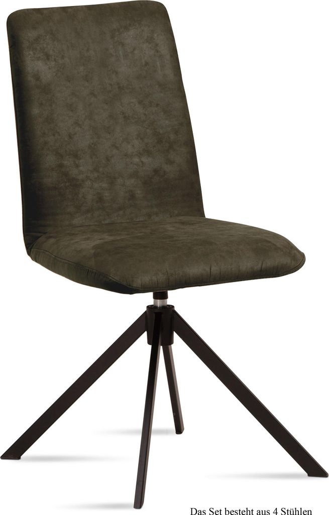 Esszimmerstuhl drehbar (4er-Set) Deanne 47x92x60 Schwarz/Khaki