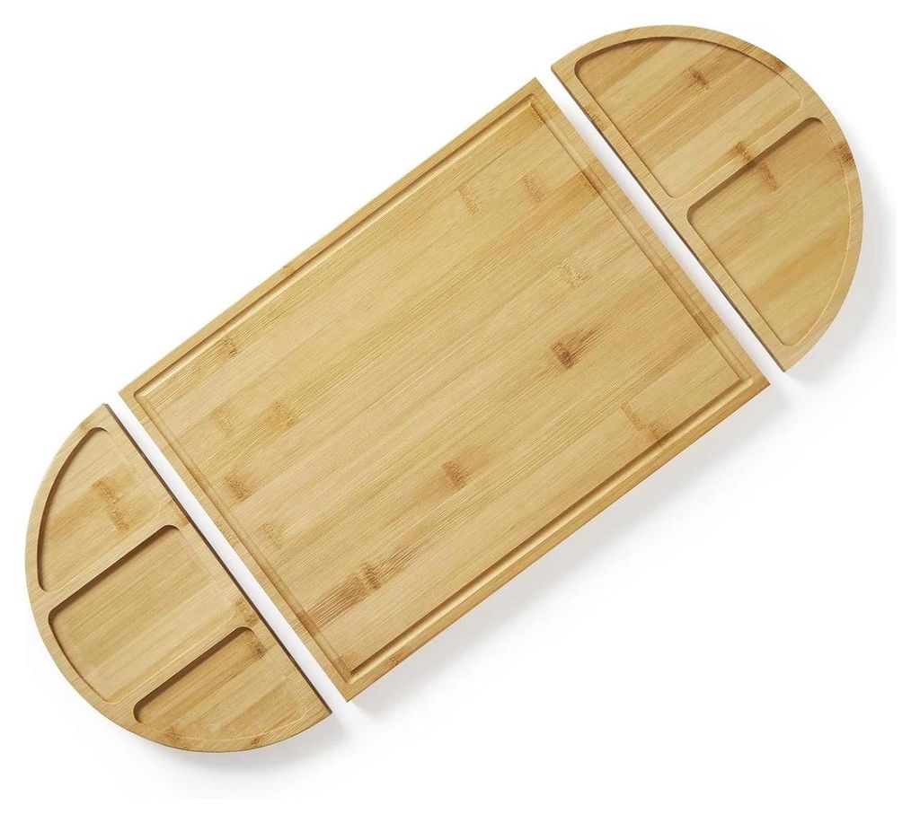 Magnetisches Käsebrett Set - Bambus Schneidebrett - 3-teiliges Küchenbrett Set - Mit tiefen Saftrillen - Große Holz Servier- und Käseplatte