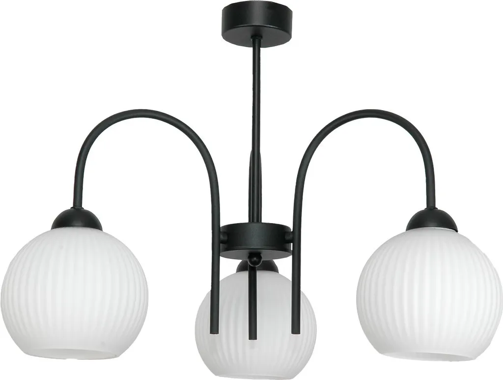 Plafonnier Suspendu Plafon 15-262 Roll Lampe en Verre Noir et Blanc