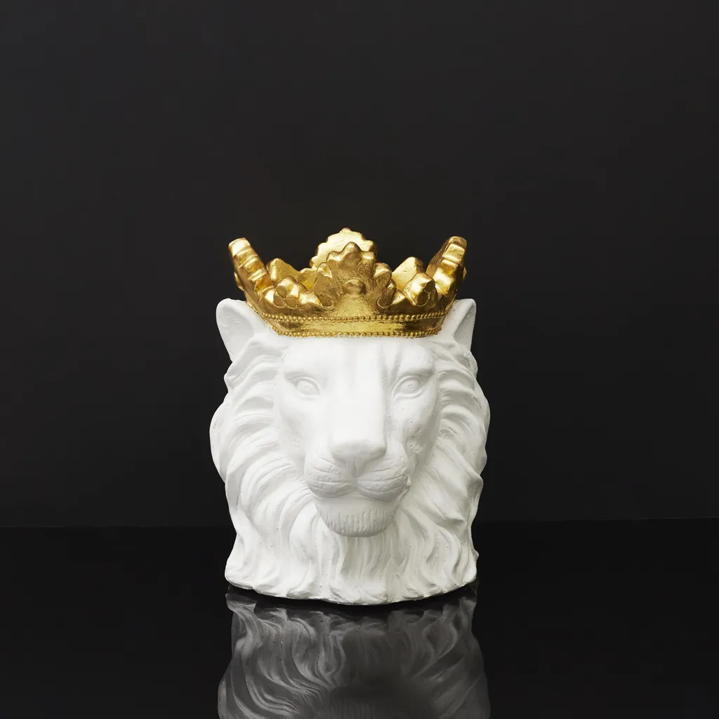 Cache-pot lion blanc original D16cm - Brisez la monotonie