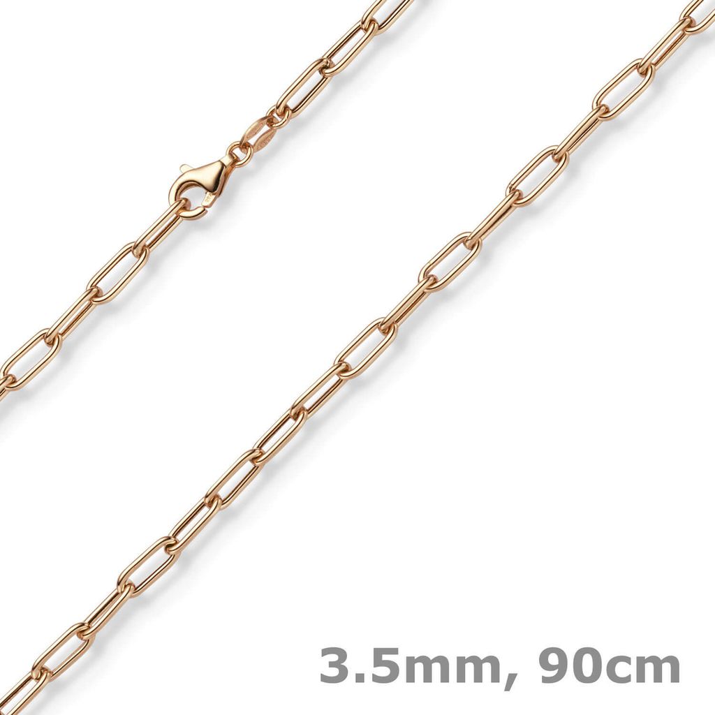3-5mm-Paper-Clip-Halskette-aus-585-Rotgold-90cm