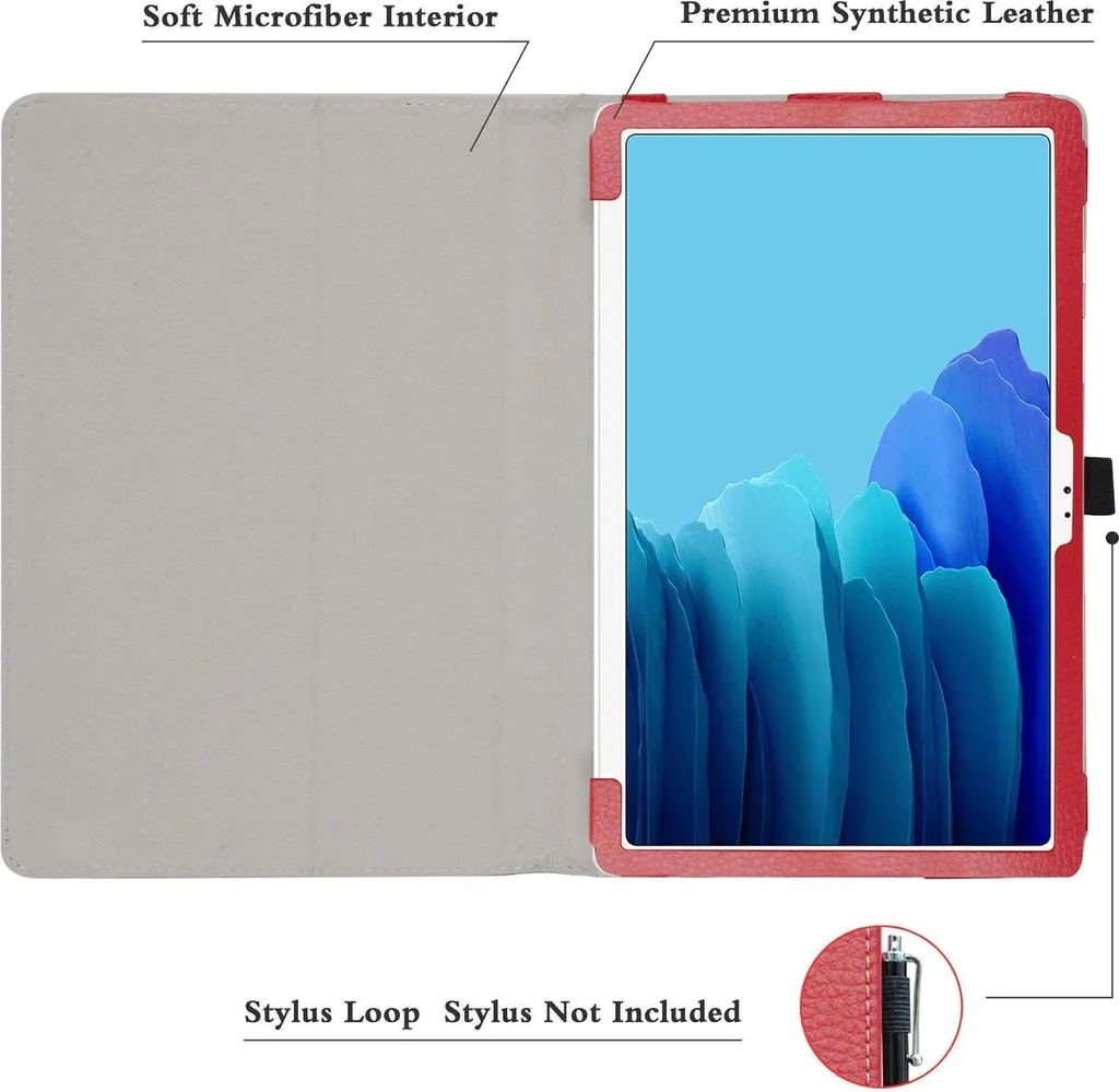 Housse Tablette Samsung Tab A7 10,4 Rouge - Coque avec Support Multi-Angle - 3