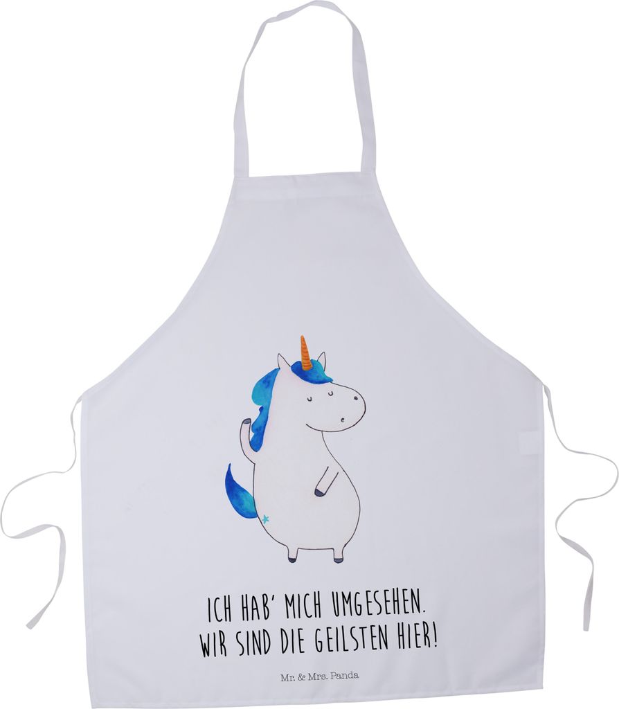 Mr. & Mrs. Panda Grillschürze Einhorn Mann - Weiß - Geschenk, Schürze, Cool, Unicorn, Küchenzubehör, Backschürze, Küchenschürze, Einhörner...
