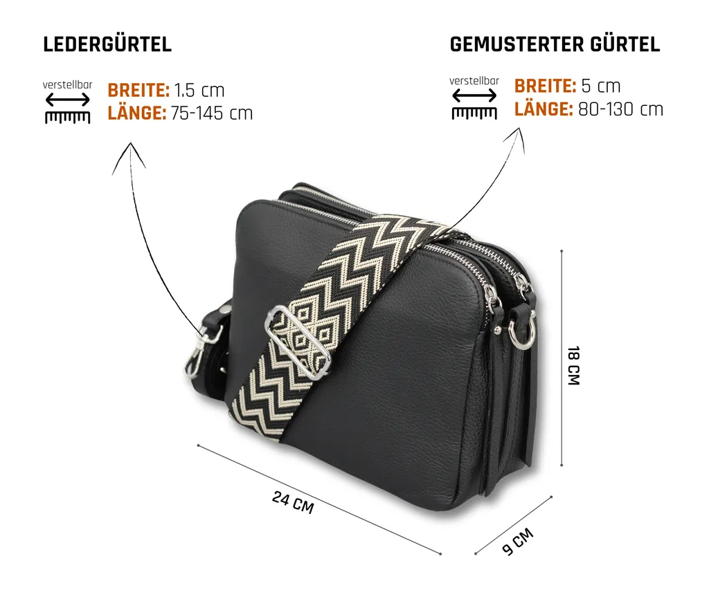 Adel Bags Sac à bandoulière en cuir noir pour femme - Élégance Classique - 3