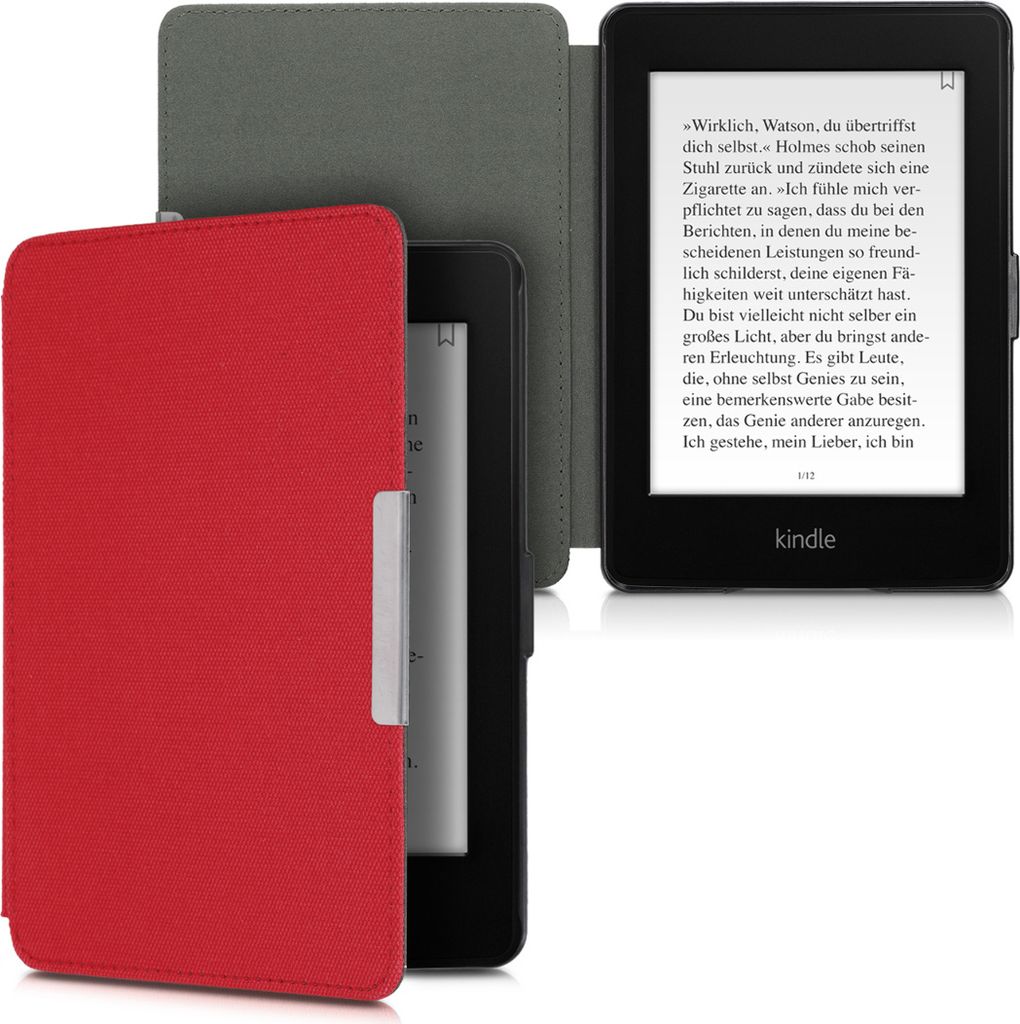 kwmobile Hülle kompatibel mit Amazon Kindle Paperwhite - Nylon eReader Schutzhülle Cover Case (für Modelle bis 2017) - Rot