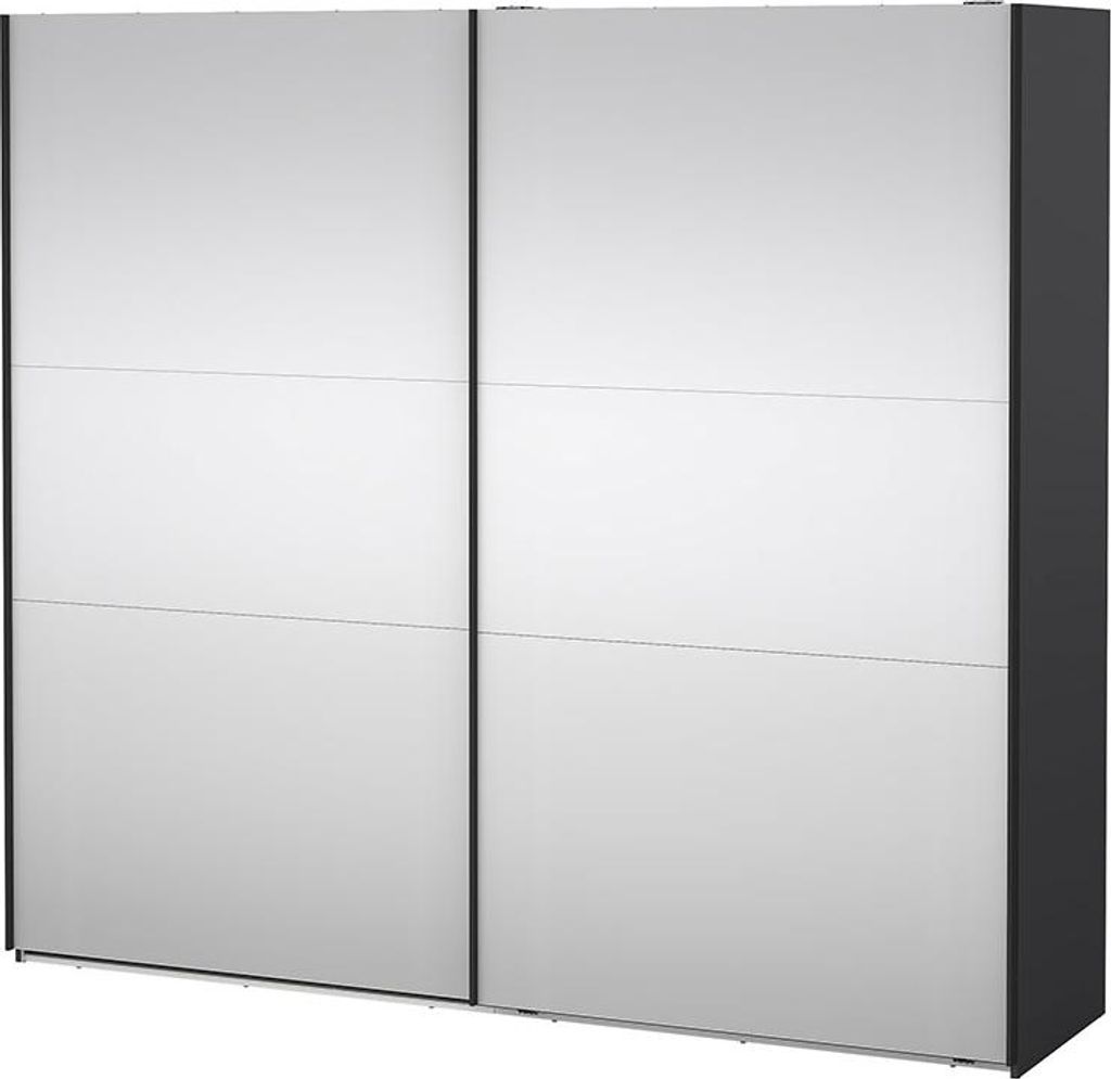 Como Schiebetürenschrank 2 Türen mit Spiegel 245x220cm matt grau.