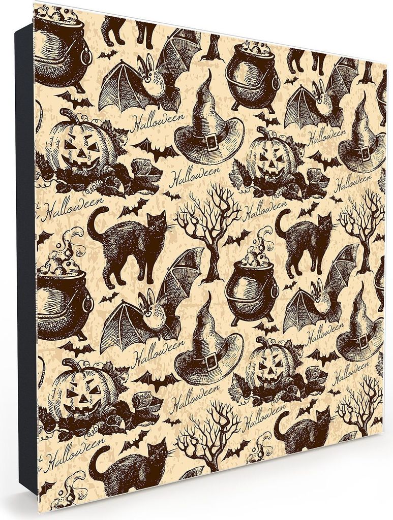 Nachbildung-Schlüsselkasten, Magnetpinnwand und Memoboard mit Glasfront Motiv Halloween Muster