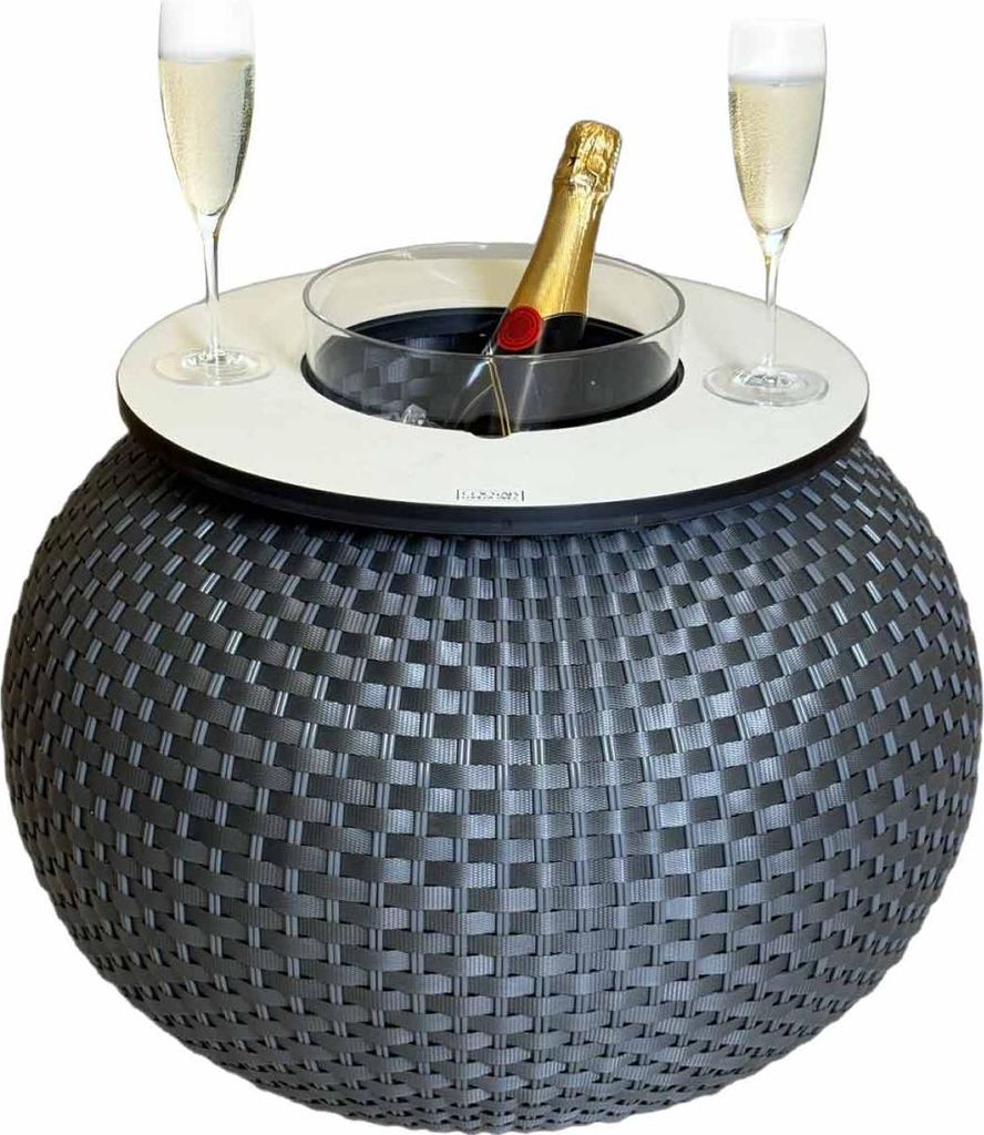 COOTAB Cooler Table MILANO 3-in-1 Loungetisch mit Acryl-Kühler - Anthrazit/Champagner