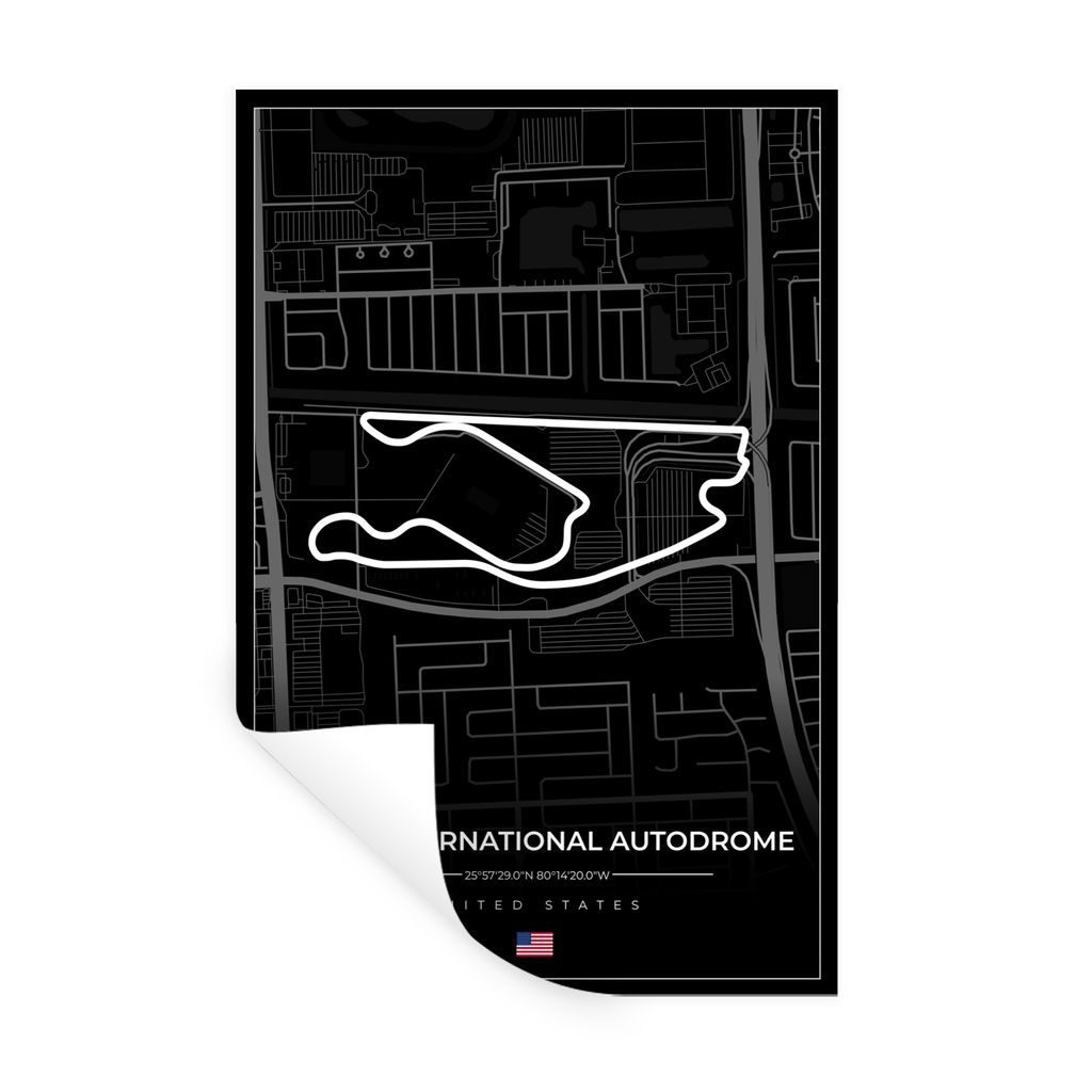 MuchoWow Wandtattoo Wandsticker Wandaufkleber Rennstrecke - Vereinigte Staaten - Formel 1 - Miami International Autodrome - Rennstrecke - Schwarz...