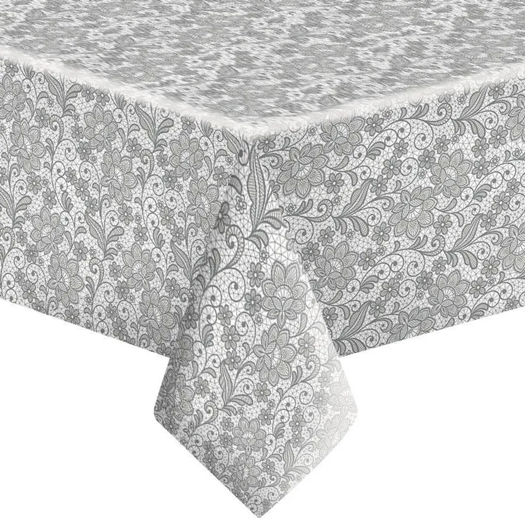 Tovaglia Fiori Argento 120x180 - Atmosfera Magica per Comunione