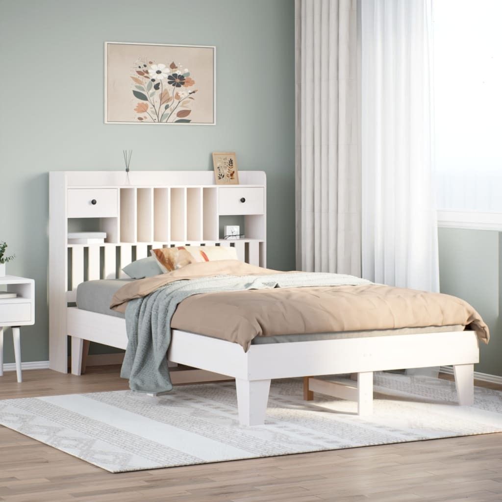 Maison Exclusive - Massivholzbett ohne Matratze Weiß 135x190 cm Kiefernholz