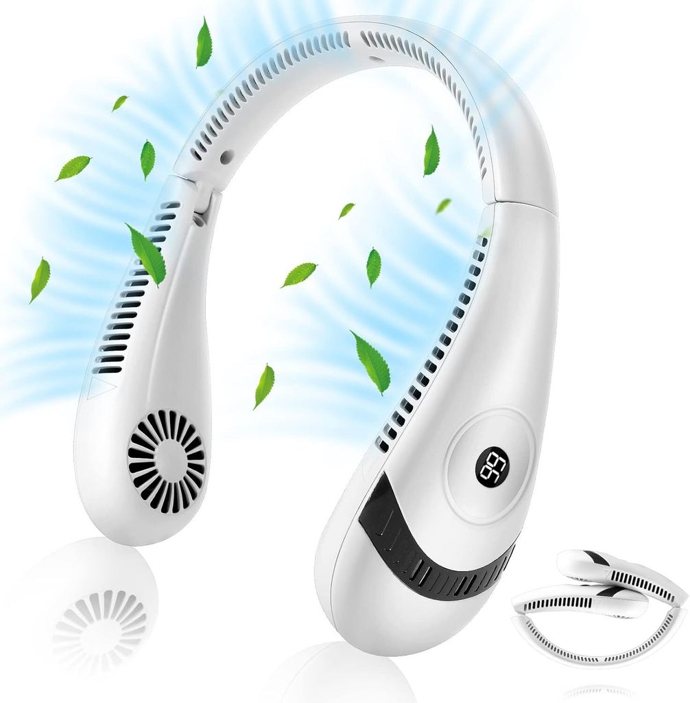 Nackenventilator, Tragbar Ventilator, 5000mAh Faltbar Hals Fan, USB Halsventilator, Nacken Ventilatoren, 3 Stufen, für Outdoor Küche Büro Camping