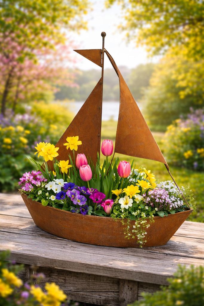 Edelrost Schiff zum Bepflanzen 65x56cm Segelschiff Rost Produktbild 