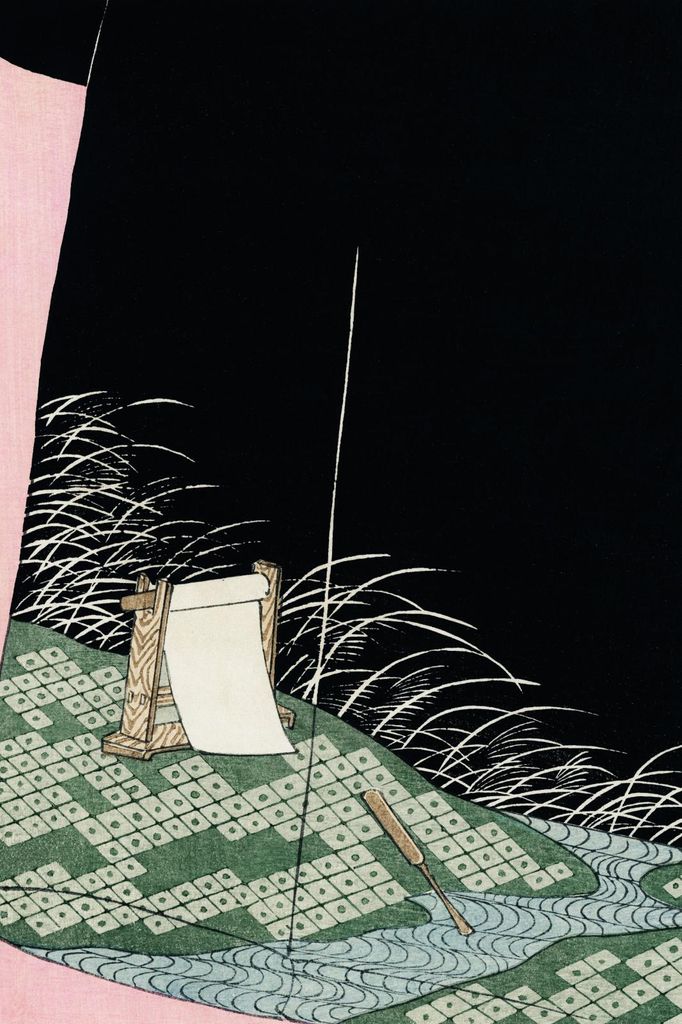 Plakat 20x30cm Nachtlandschaft, Bijutsukai Japanischer Vintage für das Wohnzimmer