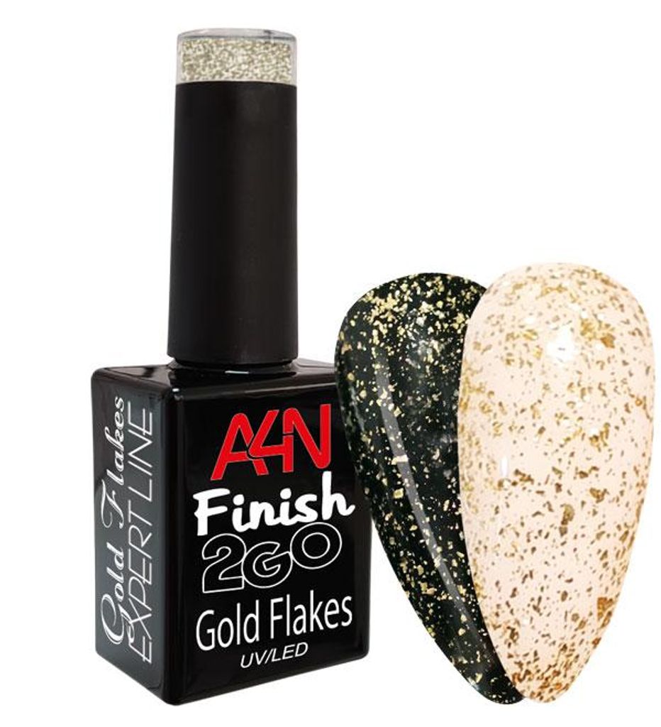 A4N Finish2Go Gold Flakes UV Glanzversiegeler ohne Schwitzschicht, Top Finish, Glänzend, kein Vergilben, kein Splittern für lang anhaltenden Glanz