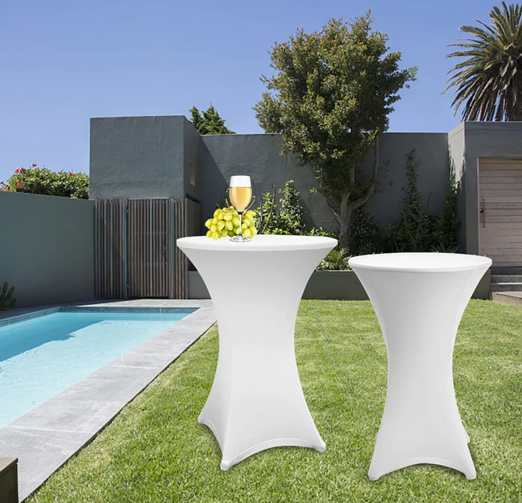 3 Pezzi Copritavolo Rettangolare In Spandex Elasticizzato – Tovaglie Per Tavolo 180x75x75 Cm – Bianco, Eleganti, Per Feste E Matrimoni - 2