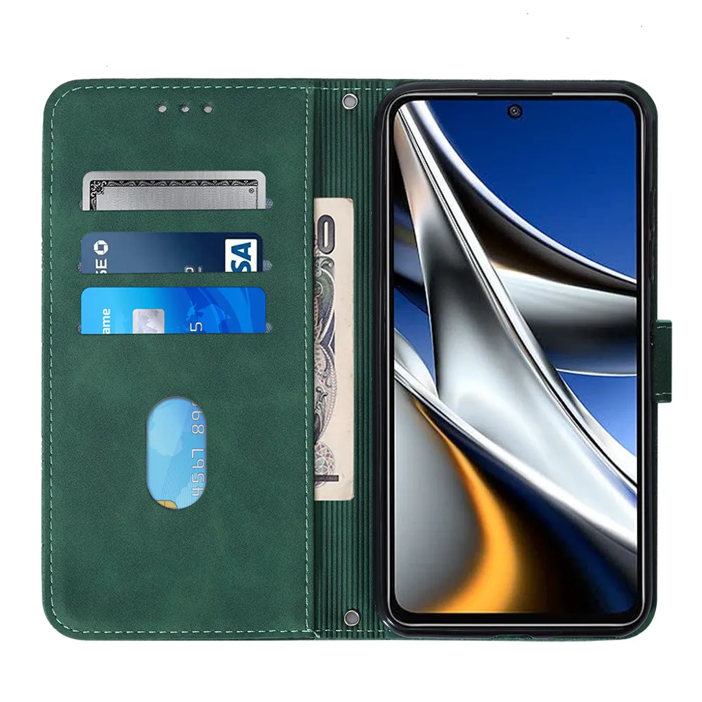 HAOYE Cover per Xiaomi POCO F5 5G, Custodia per Cellulare Portafoglio in Pelle Goffrata con Motivo, con Vani di Carte e Chiusura Magnetica Cover, Blu