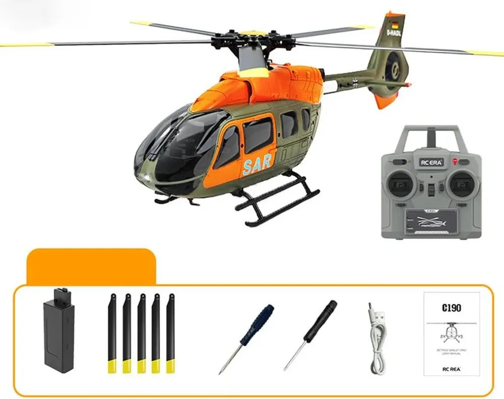 Hélicoptère RC stable pour débutant C190 H145 anti-crash avec batterie