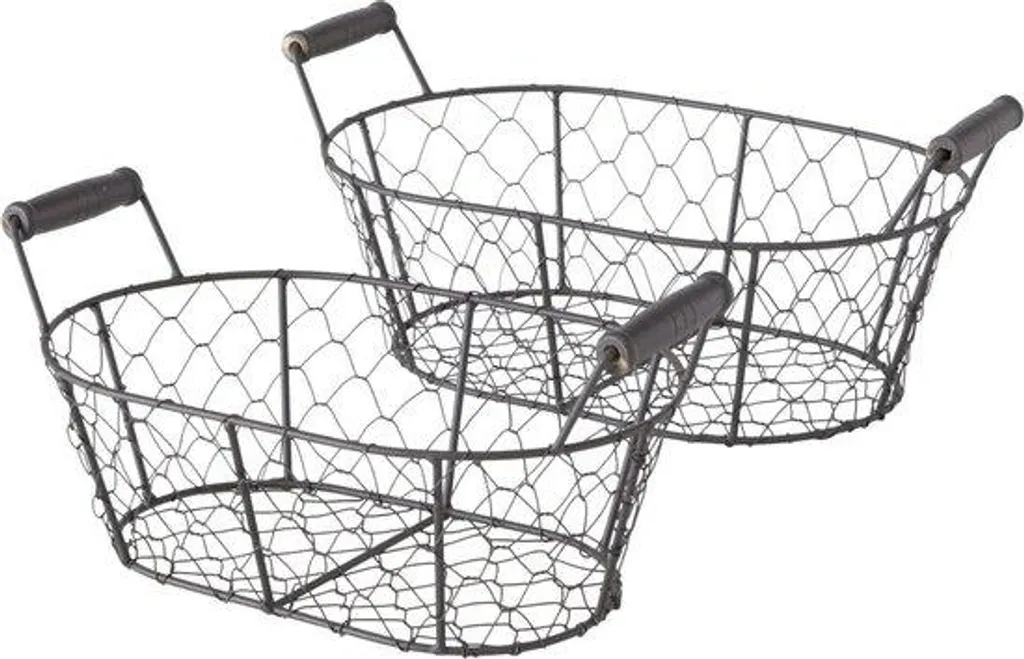 Paniers décoratifs en métal gris-brun lot de 2 pièces taille 26-31 cm
