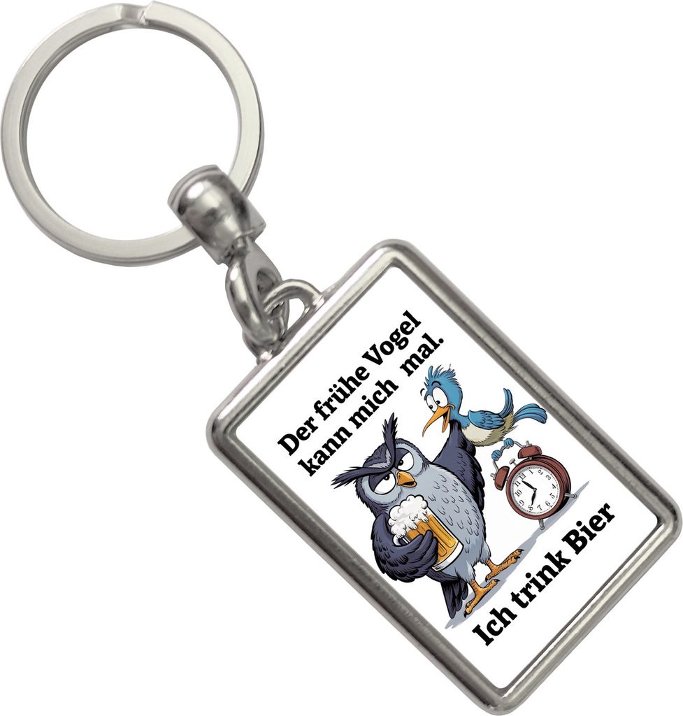 Graue Eule mit Bierkrug - Der frühe Vogel kann mich mal Schlüsselanhänger
